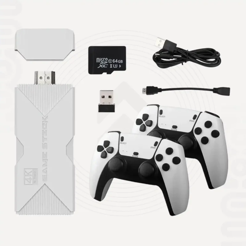 Box: Wireless Receiver/64G SD Card/HD Extension/Cable/Instruction Manual/Game Stick/USB Cable/User Manual/2x WIREESS controllers.