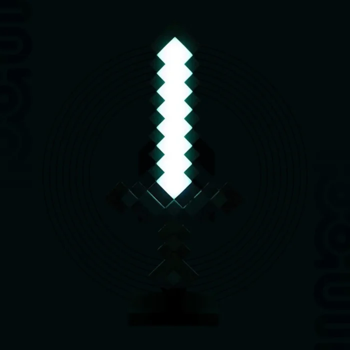 The effect picture of the Diamond Sword LED Light emitting light at night.